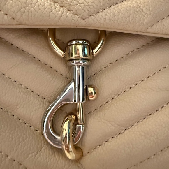 Cream Rebecca Minkoff Edie Flap Shoulder Bag with Chevron Stitching - Picture 9 of 16